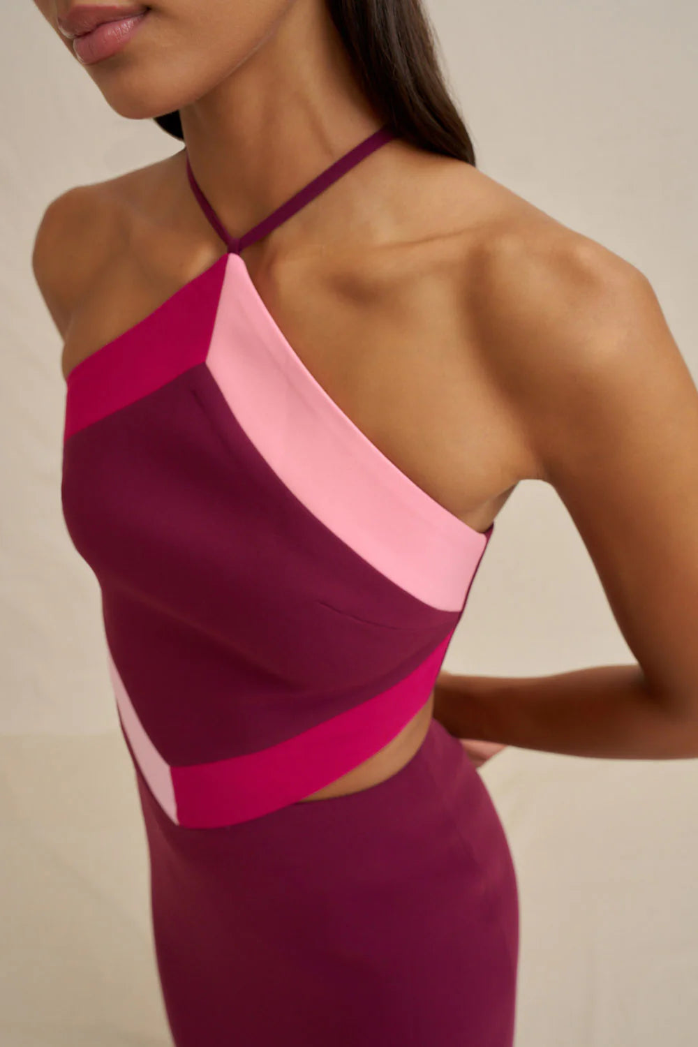 DIAMOND HALTER MIDI DRESS