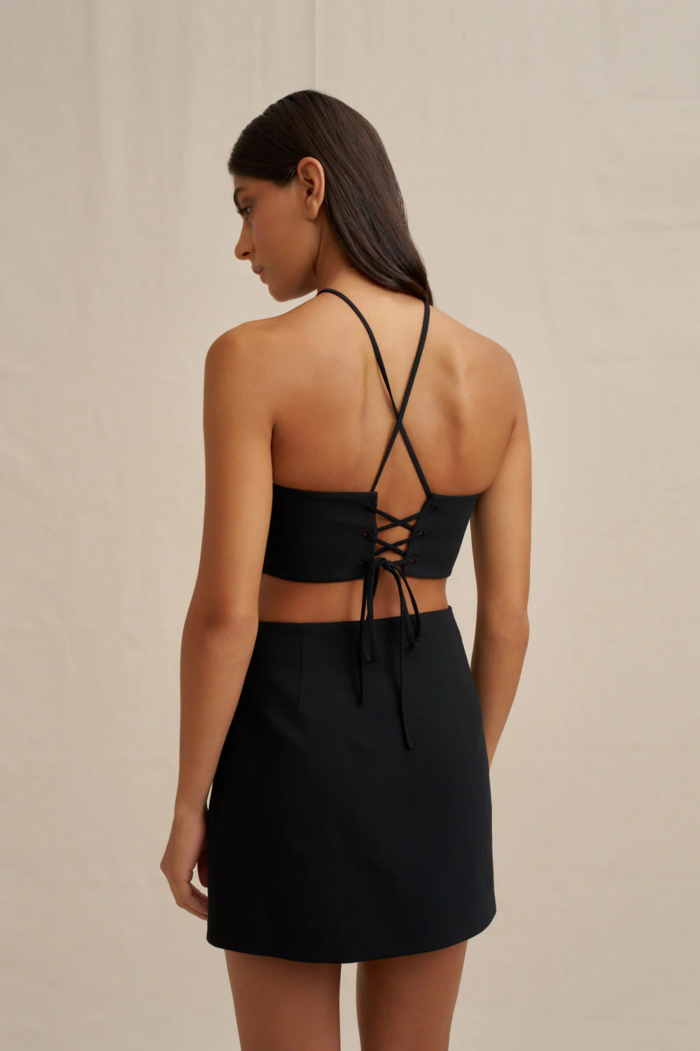 DIAMOND HALTER MINI DRESS