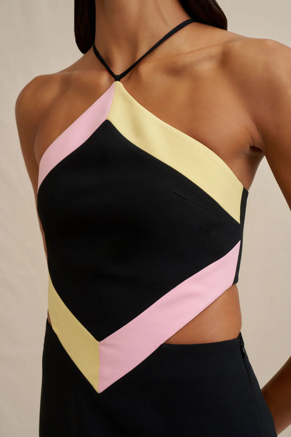 DIAMOND HALTER MINI DRESS