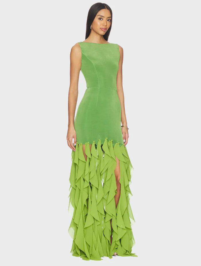 MARISON RUFFLED FRINGE GOWN