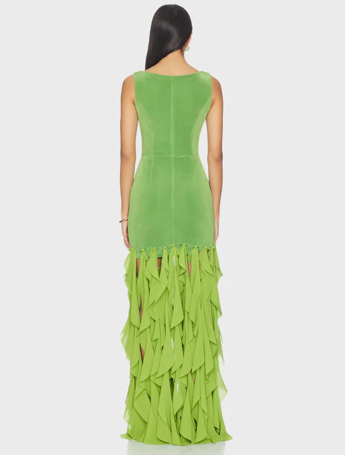 MARISON RUFFLED FRINGE GOWN