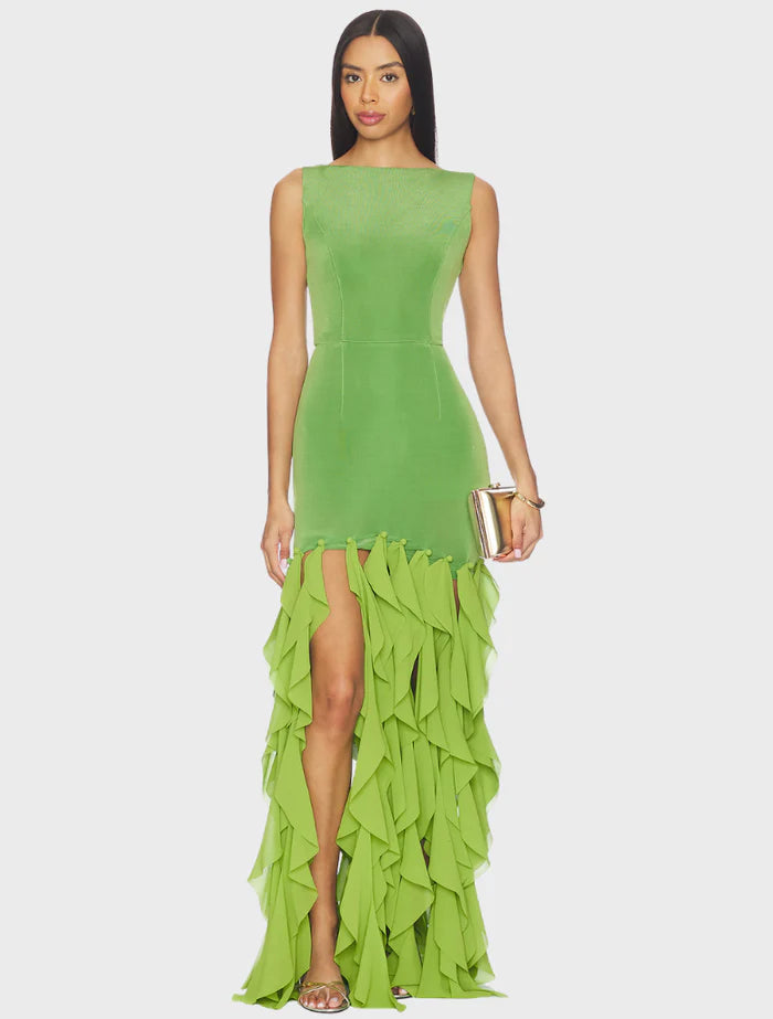 MARISON RUFFLED FRINGE GOWN
