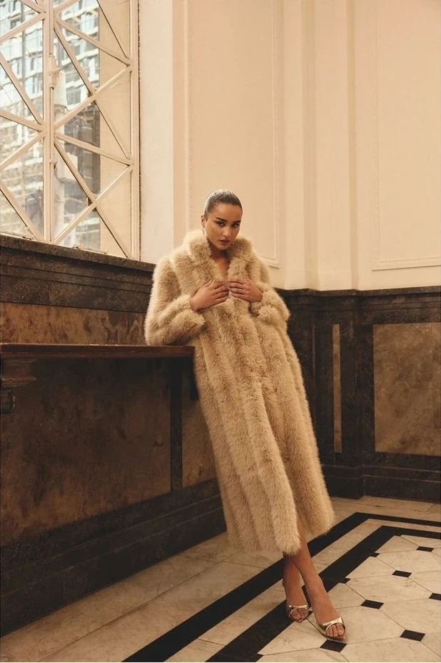 FAUX FUR MAXI COAT