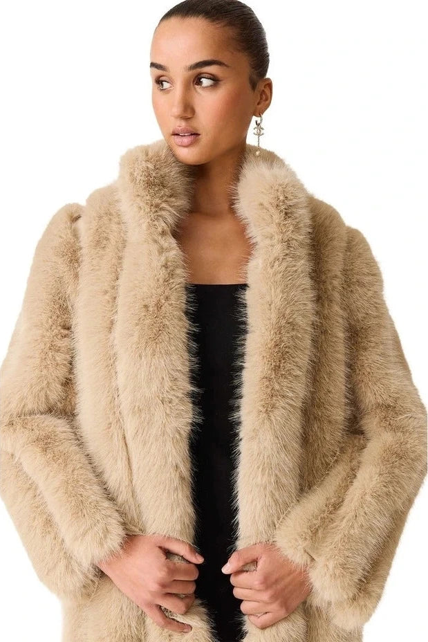 FAUX FUR MAXI COAT