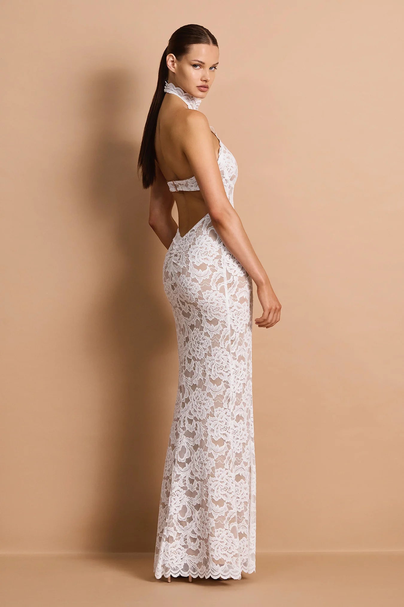DELPHINE LACE HALTER GOWN