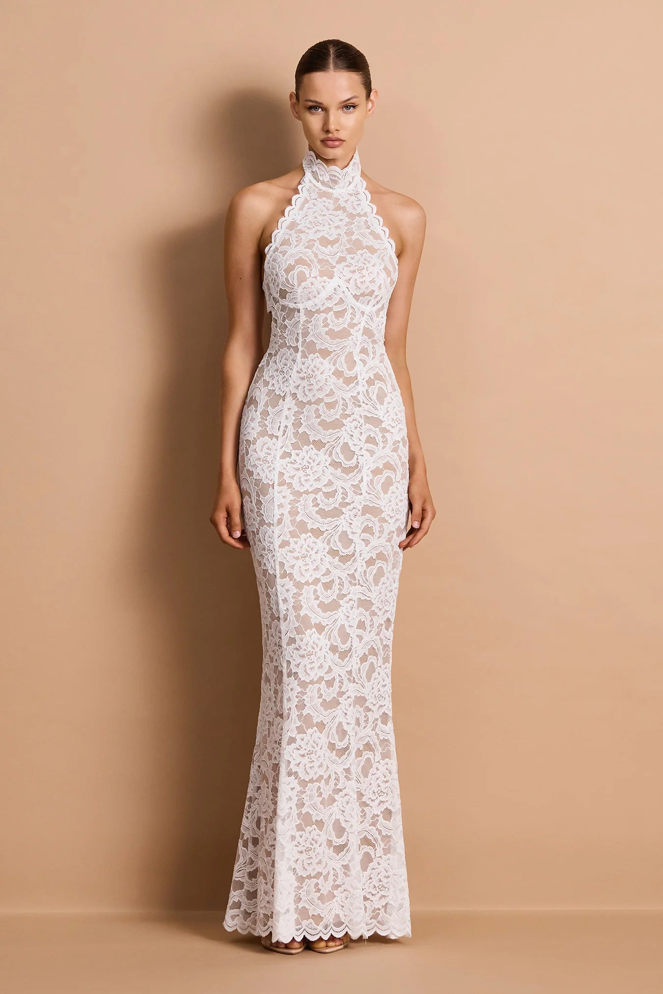 DELPHINE LACE HALTER GOWN