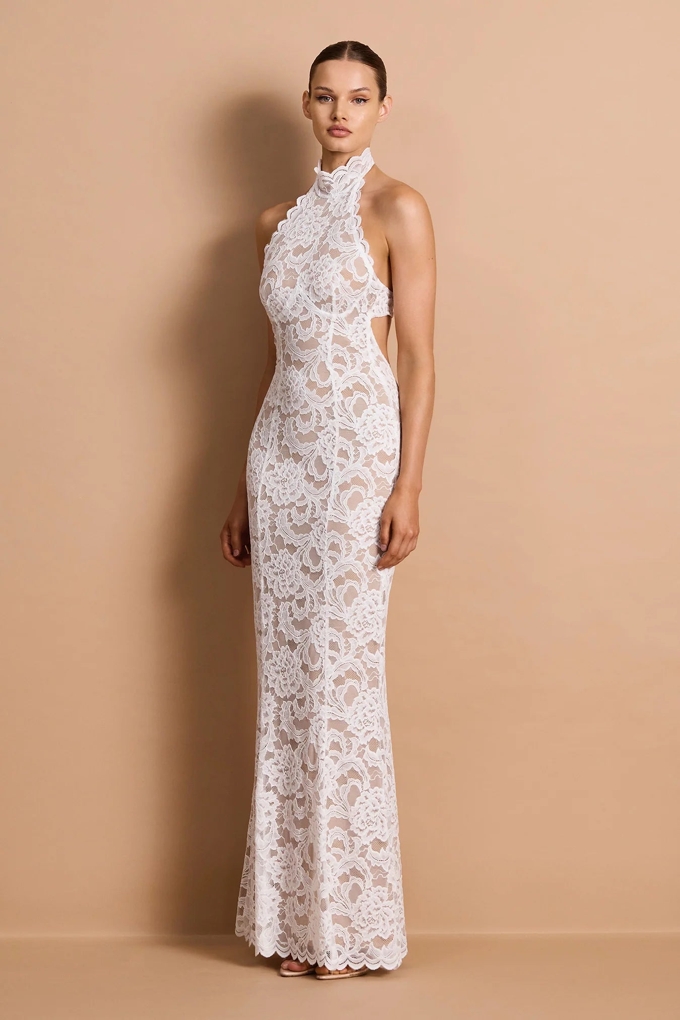 DELPHINE LACE HALTER GOWN