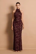 DELPHINE LACE HALTER GOWN