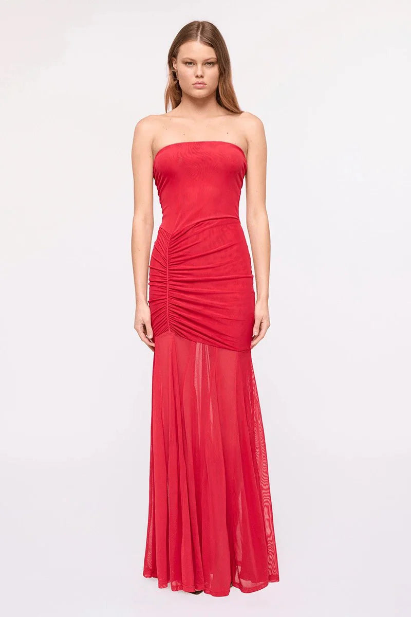 PHOENIX BUSTIER MAXI DRESS WITH REMOVABLE SCARF AND SASH