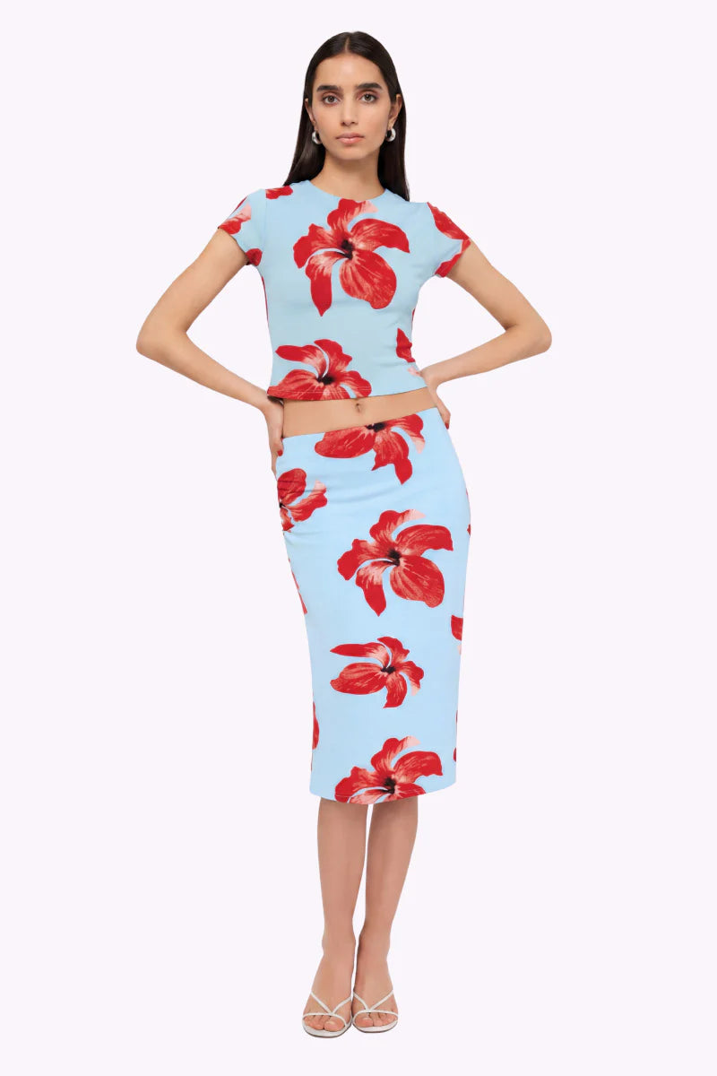 CHLOE FLORAL MESH CROP TOP