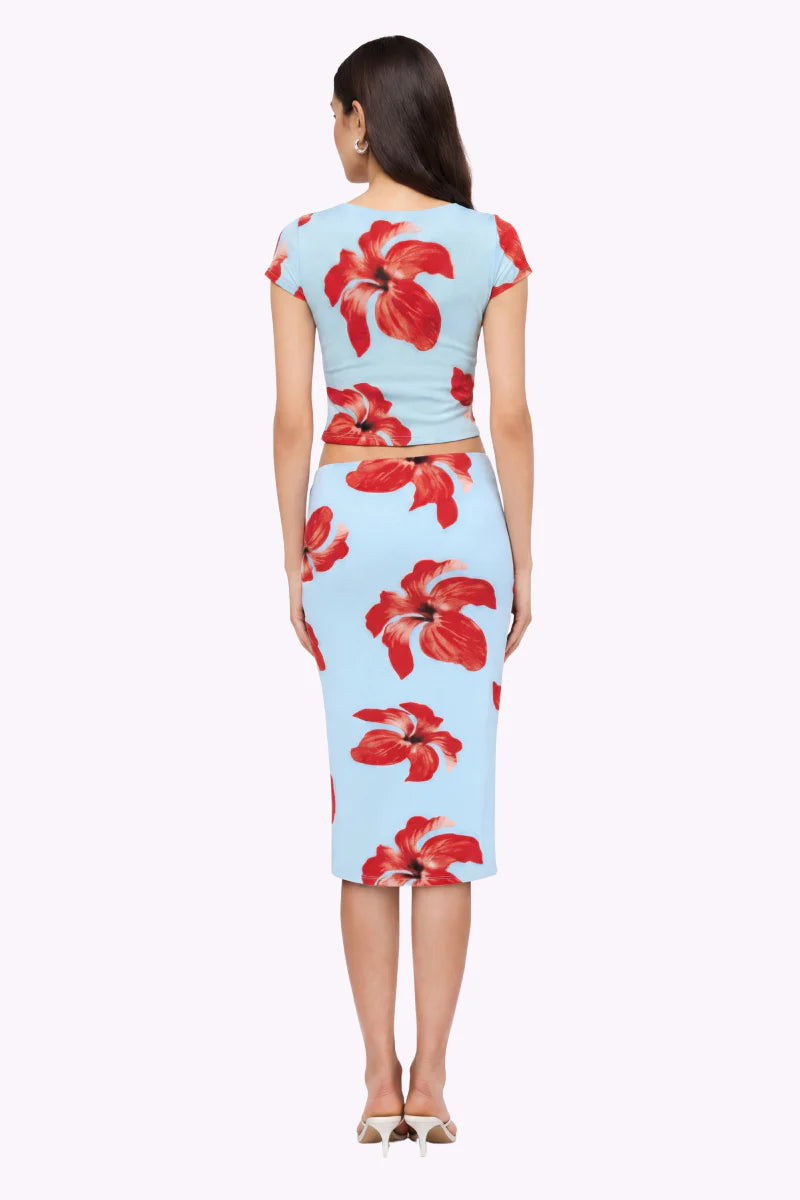 CHLOE FLORAL MESH CROP TOP