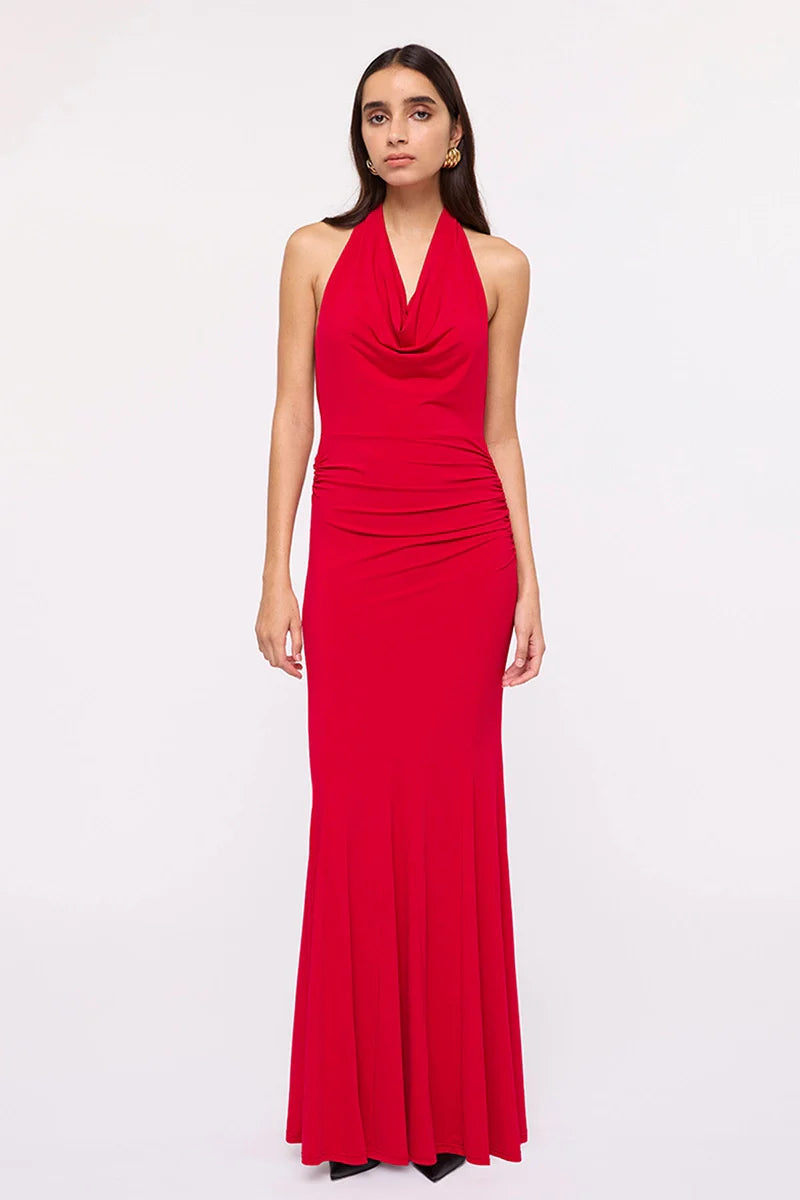 RUBY SLINKY JERSEY HALTER MAXI DRESS