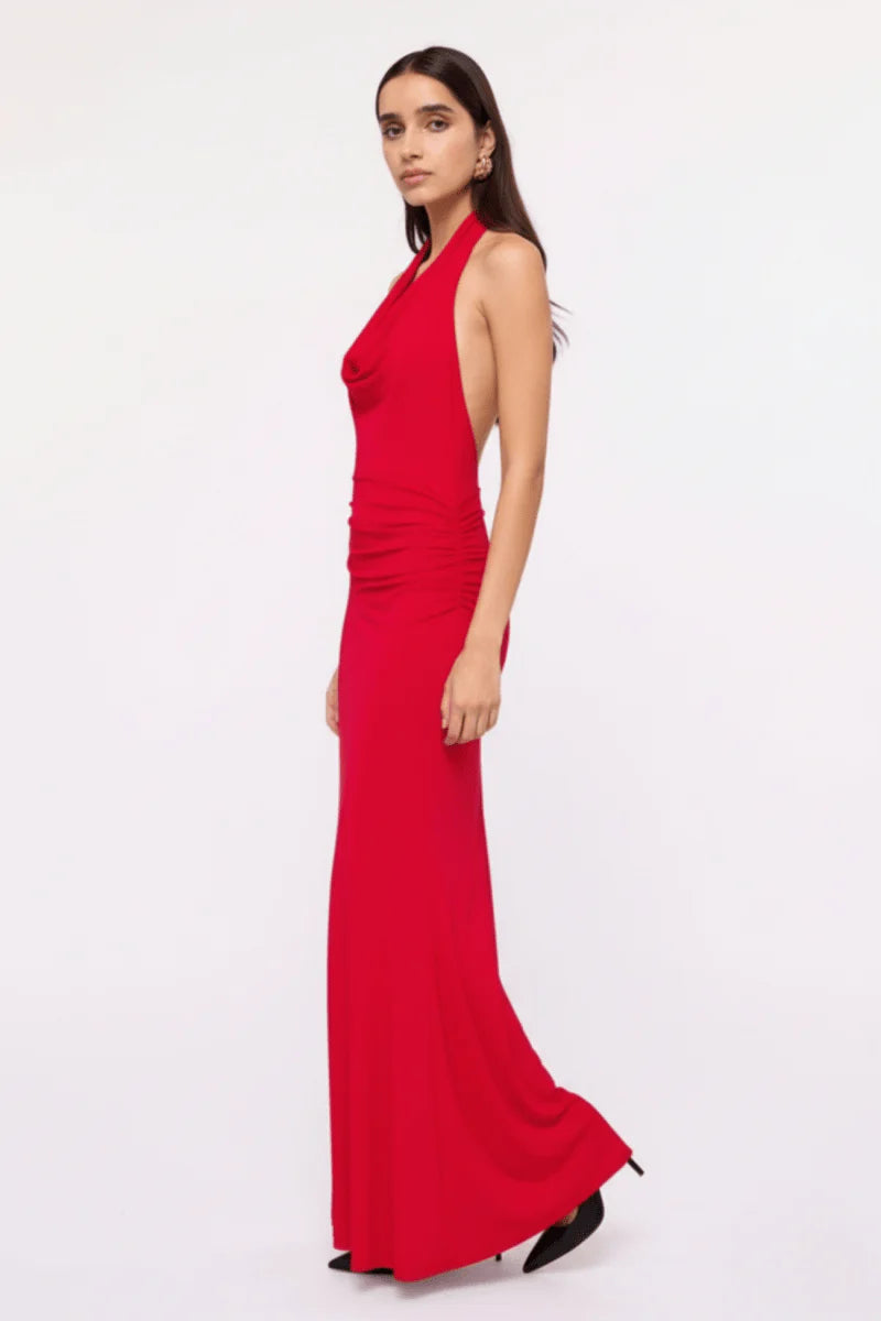 RUBY SLINKY JERSEY HALTER MAXI DRESS