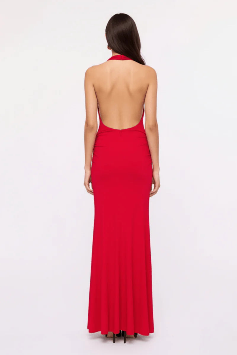 RUBY SLINKY JERSEY HALTER MAXI DRESS