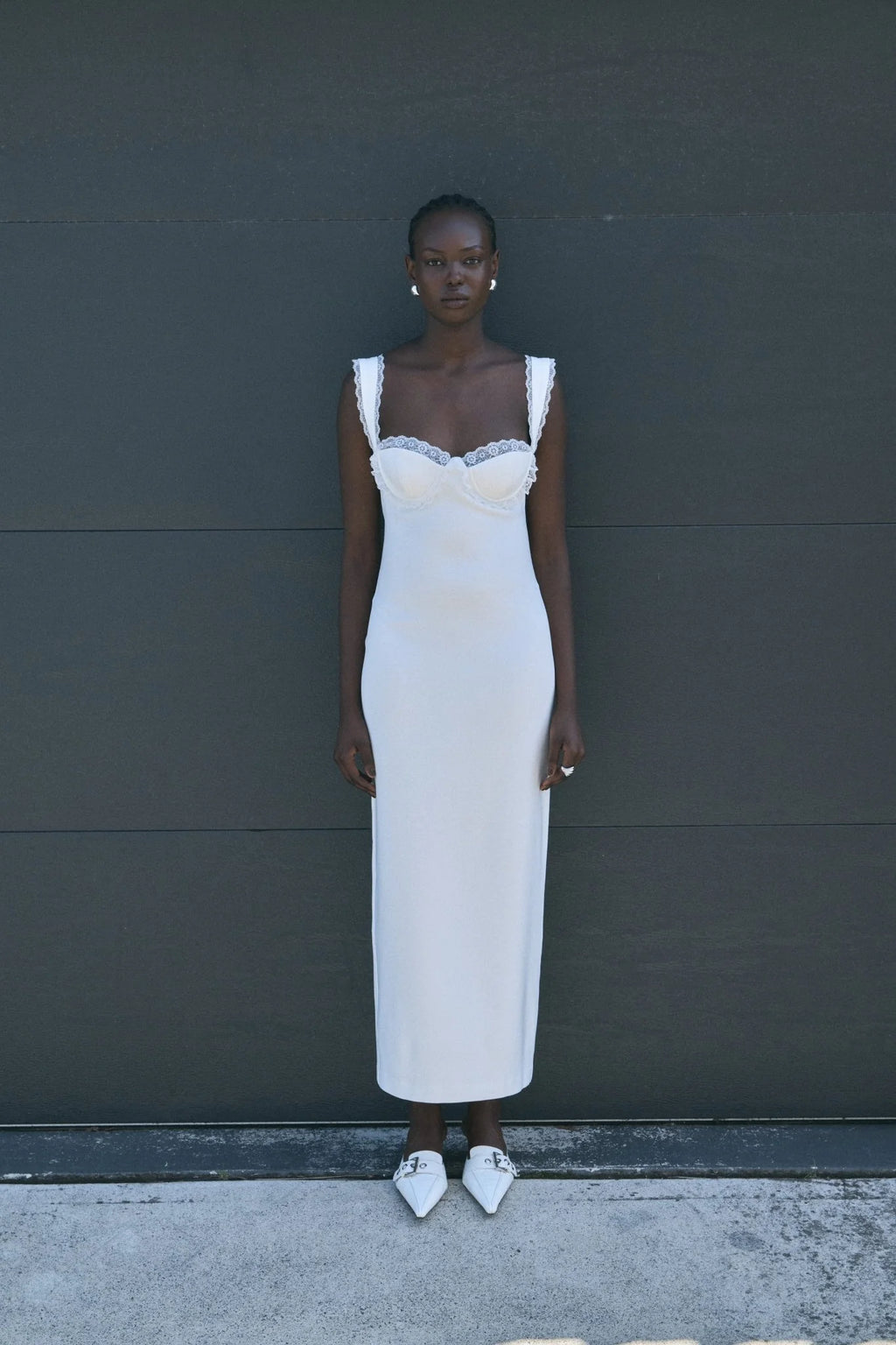 STILLNESS LACE EDGE MAXI DRESS