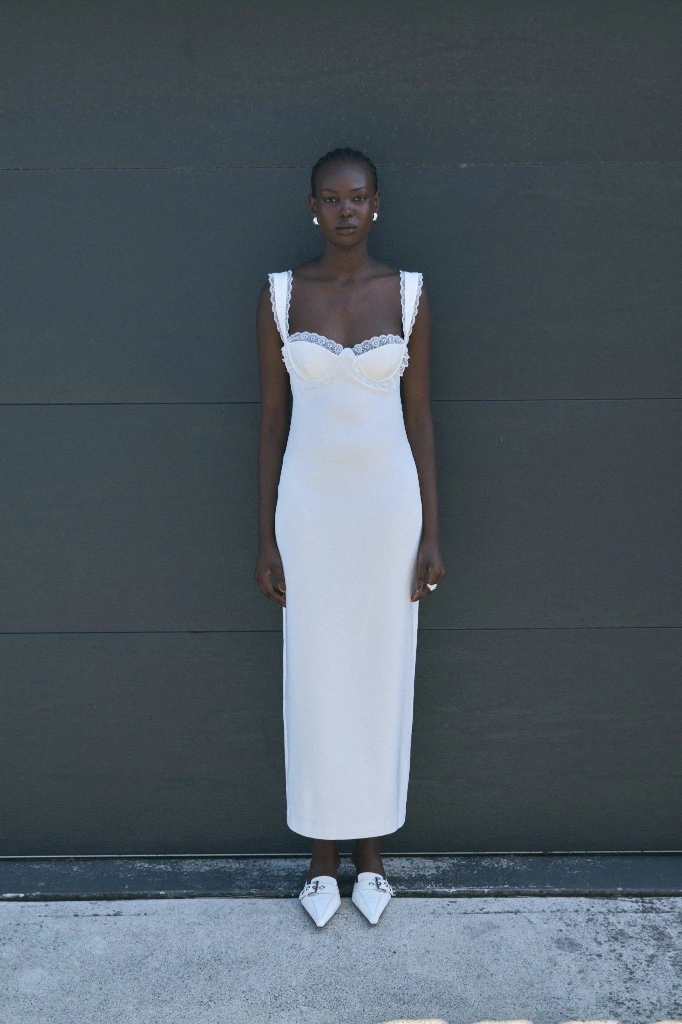STILLNESS LACE EDGE MAXI DRESS